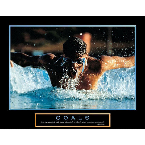 Goals - Swimmer Black Modern Wood Framed Art Print with Double Matting by Unknown