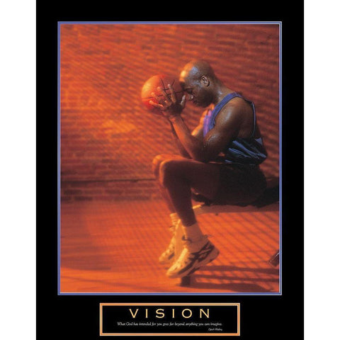 Vision - Basketball Gold Ornate Wood Framed Art Print with Double Matting by Unknown