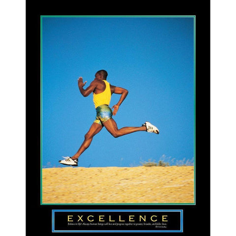 Excellence - Runner Black Modern Wood Framed Art Print with Double Matting by Unknown