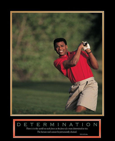 Determination - Golfer Black Ornate Wood Framed Art Print with Double Matting by Unknown