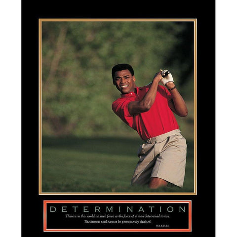 Determination - Golfer Gold Ornate Wood Framed Art Print with Double Matting by Unknown