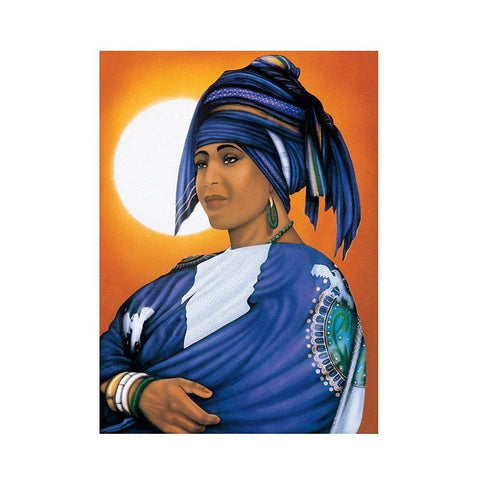 African Queen Black Modern Wood Framed Art Print with Double Matting by Unknown