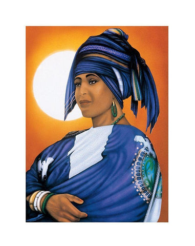 African Queen White Modern Wood Framed Art Print with Double Matting by Unknown