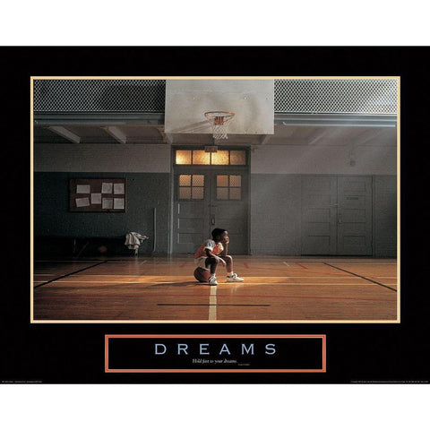 Dreams - Basketball White Modern Wood Framed Art Print by Unknown