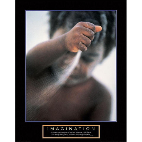 Imagination - Playing in the Sand Black Modern Wood Framed Art Print with Double Matting by Unknown