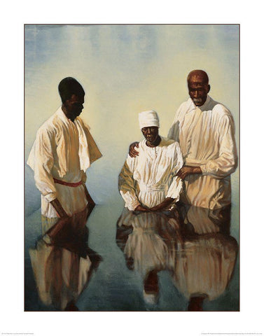 Black Baptism White Modern Wood Framed Art Print with Double Matting by Unknown