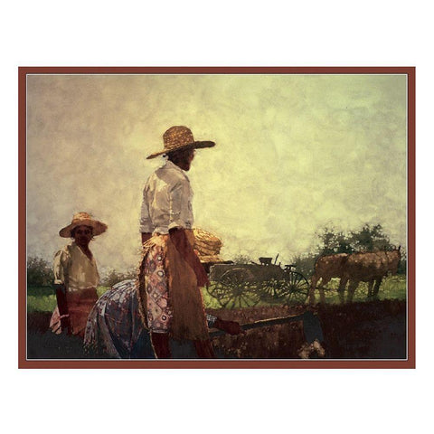 Working the Field Black Modern Wood Framed Art Print with Double Matting by Unknown