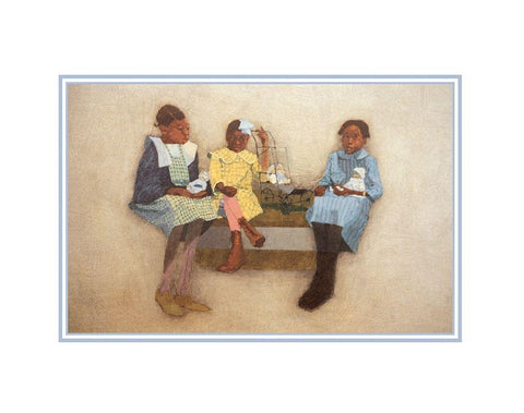 Three Sisters White Modern Wood Framed Art Print with Double Matting by Unknown