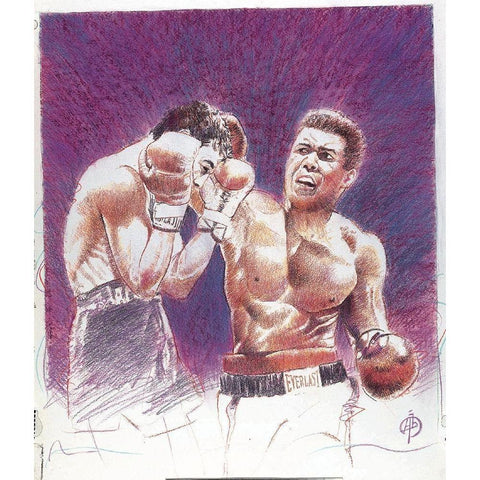 Courage - Boxer Black Modern Wood Framed Art Print with Double Matting by Unknown