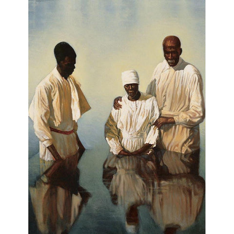 Baptism White Modern Wood Framed Art Print by Unknown