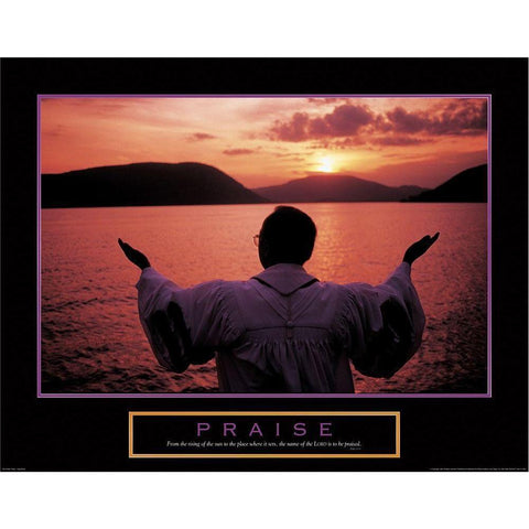 Praise - Pastor Black Modern Wood Framed Art Print with Double Matting by Unknown