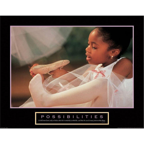 Possibilities - Ballerina Black Modern Wood Framed Art Print with Double Matting by Unknown