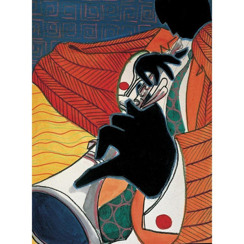 Licorice Stick Black Modern Wood Framed Art Print with Double Matting by Unknown