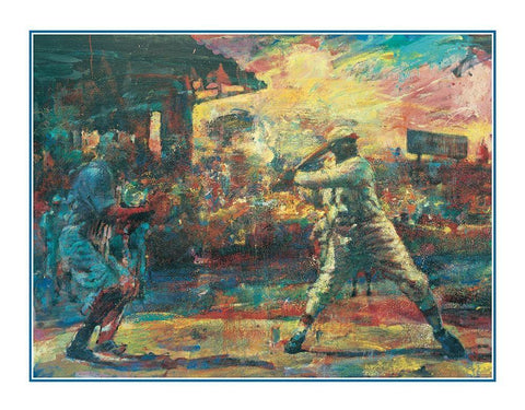 Swing Batter Black Ornate Wood Framed Art Print with Double Matting by Unknown