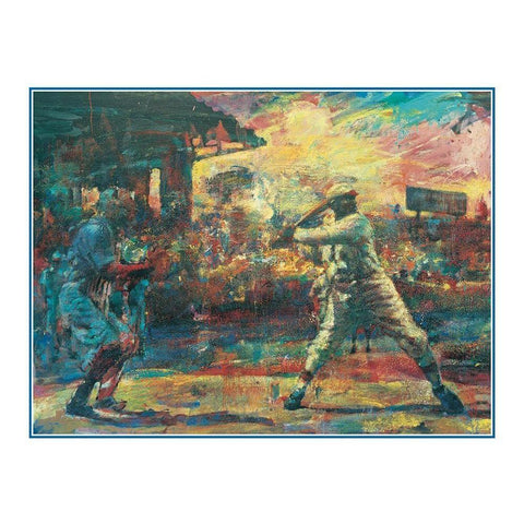 Swing Batter White Modern Wood Framed Art Print by Unknown