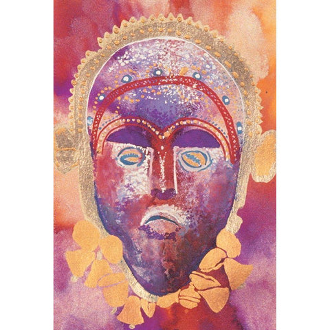 Tribal Masque I Black Modern Wood Framed Art Print with Double Matting by Unknown