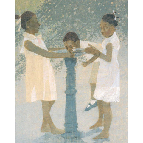 Big Sisters White Modern Wood Framed Art Print by Unknown