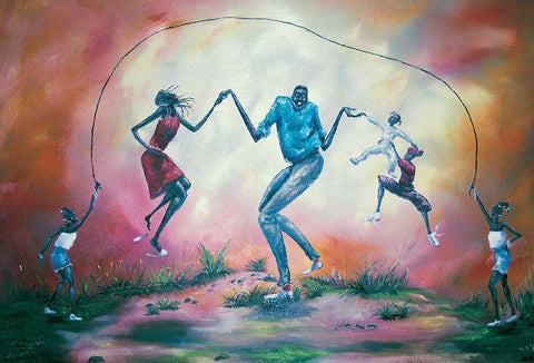 Double Dutch II Black Ornate Wood Framed Art Print with Double Matting by Unknown