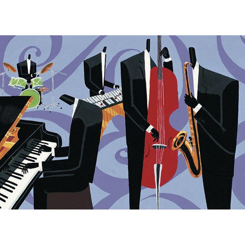 Cool Jazz II Black Modern Wood Framed Art Print with Double Matting by Unknown