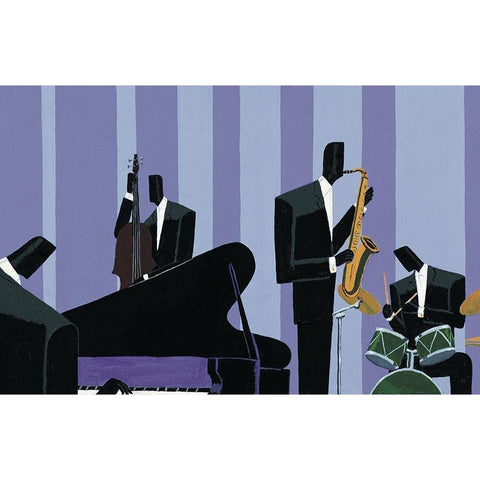 Cool Jazz II Black Modern Wood Framed Art Print with Double Matting by Unknown