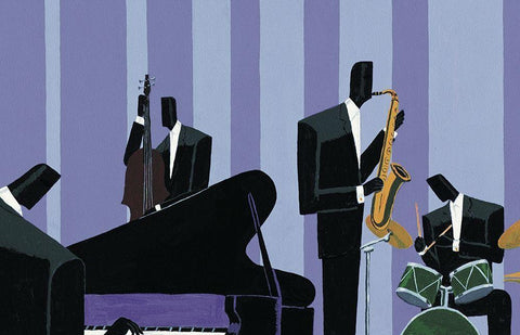 Cool Jazz II White Modern Wood Framed Art Print with Double Matting by Unknown