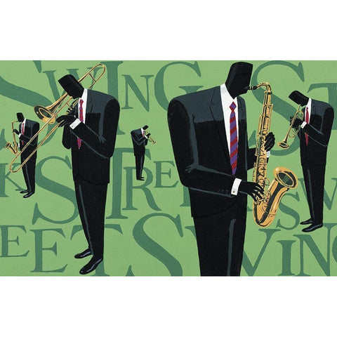 Cool Jazz III Black Modern Wood Framed Art Print with Double Matting by Unknown