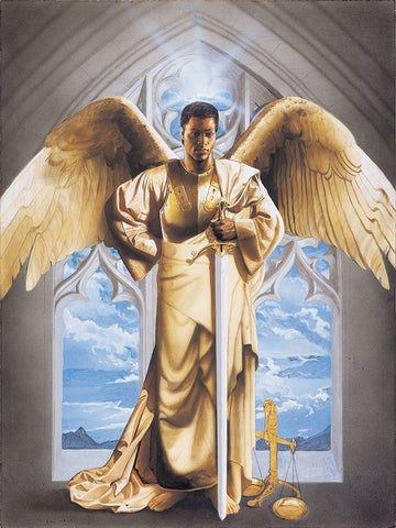 Archangel I White Modern Wood Framed Art Print with Double Matting by Unknown