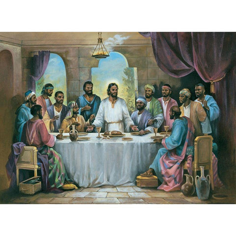 Last Supper Black Modern Wood Framed Art Print with Double Matting by Unknown