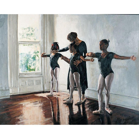 Ballerinas Black Modern Wood Framed Art Print with Double Matting by Unknown