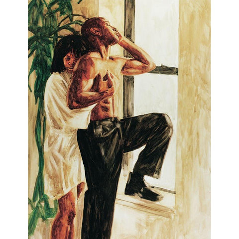 Hug Me Gold Ornate Wood Framed Art Print with Double Matting by Unknown