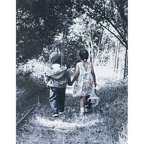 Hand in Hand Black Modern Wood Framed Art Print with Double Matting by Unknown