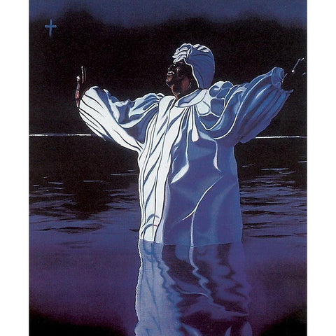 Baptism Black Modern Wood Framed Art Print with Double Matting by Unknown