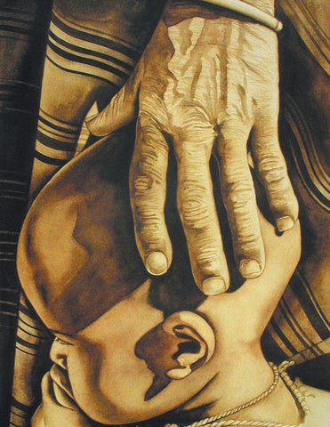 Reassurance White Modern Wood Framed Art Print with Double Matting by Unknown