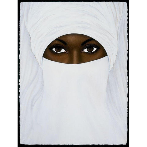 Behind the Veil Black Modern Wood Framed Art Print with Double Matting by Unknown