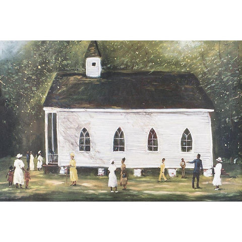 Grandmas Church White Modern Wood Framed Art Print by Unknown