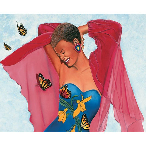 Butterfly Babe White Modern Wood Framed Art Print by Unknown