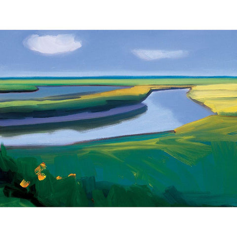 Reservoir Black Modern Wood Framed Art Print with Double Matting by Unknown