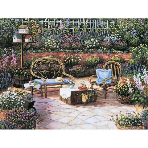 Patio Black Modern Wood Framed Art Print with Double Matting by Unknown