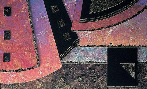 Mosaic Abstract I Black Ornate Wood Framed Art Print with Double Matting by Unknown