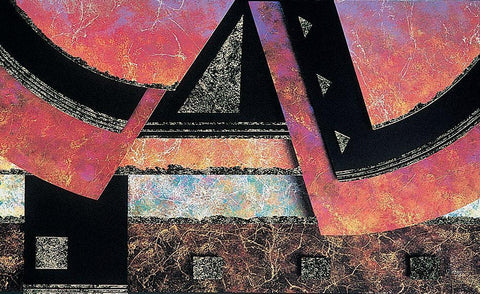 Mosaic Abstract II Black Ornate Wood Framed Art Print with Double Matting by Unknown