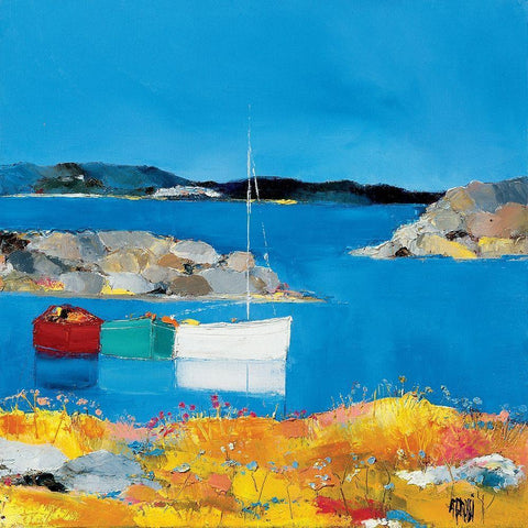 Aux Lavezzi Black Modern Wood Framed Art Print with Double Matting by Grossi, Anne-Marie