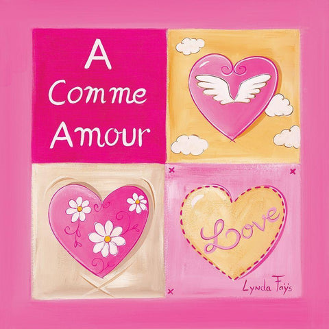 A comme Amour White Modern Wood Framed Art Print with Double Matting by Fays, Lynda