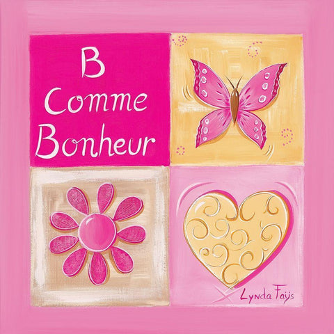 B comme Bonheur White Modern Wood Framed Art Print with Double Matting by Fays, Lynda