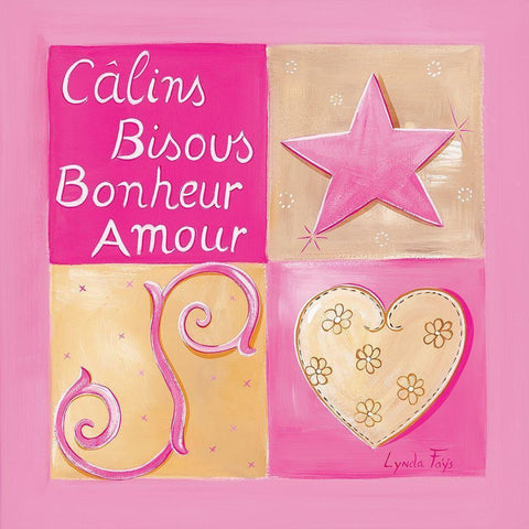 Calins, bisous, bonheur, â€¦ Black Modern Wood Framed Art Print with Double Matting by Fays, Lynda