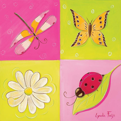 Le jardin de libellule II Black Ornate Wood Framed Art Print with Double Matting by Fays, Lynda