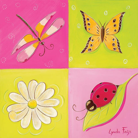 Le jardin de libellule II Gold Ornate Wood Framed Art Print with Double Matting by Fays, Lynda