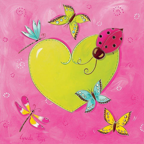 Ma coccinelle Gold Ornate Wood Framed Art Print with Double Matting by Fays, Lynda