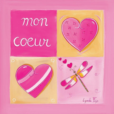 Mon cÅ“ur White Modern Wood Framed Art Print with Double Matting by Fays, Lynda