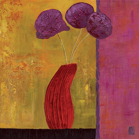 Pivoines II Black Ornate Wood Framed Art Print with Double Matting by Romanelli, Karine