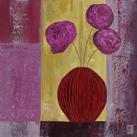 Pivoines mauves I Black Modern Wood Framed Art Print by Romanelli, Karine